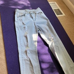 light blue ripped jeans